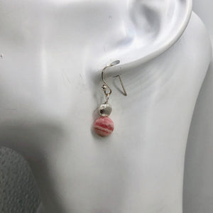 Gemmy Rhodocrosite Sterling Silver Drop Earrings | 1 1/4" Long | Pink Silver |