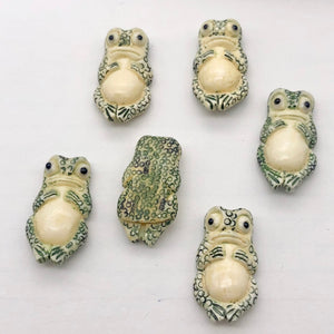 Waterbuffalo Bone Frog | 28x15x7mm | Green/Cream | 1 Bead - PremiumBead Alternate Image 4