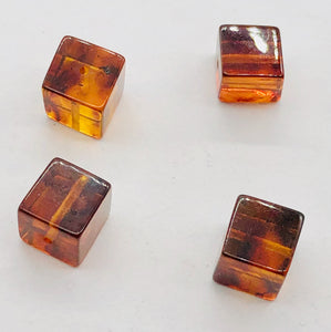 Amber Cube | 8x8mm | Red | 4 Bead