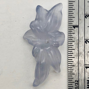 13.7cts Exquisitely Hand Carved Blue Chalcedony Flower Pendant Bead - PremiumBead Primary Image 1