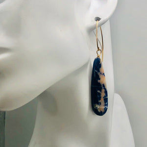 Sodalite 14K Gold Filled Teardrop Earrings | 3" Long | Blue/Pink | 1 Pair |