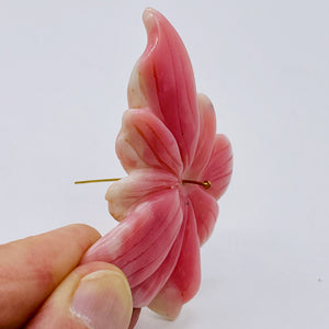 Peruvian Opal Flower Pendant | 40x50x7mm | Pink White | 1 Bead