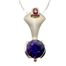 Load image into Gallery viewer, Amethyst Ruby Precious Stone Sterling Silver Pendant Necklace
