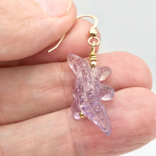 Load image into Gallery viewer, Fun! Amethyst Alligator 14Kgf Earrings | 1 5/8&quot; long | Purple | - PremiumBead Alternate Image 5
