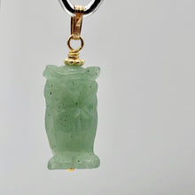 Load image into Gallery viewer, Aventurine Owl Pendant Necklace | Semi Precious Stone Jewelry | 14k gf Pendant - PremiumBead Alternate Image 6
