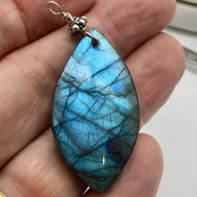 Load image into Gallery viewer, Labradorite Sterling Silver Drop Pendant | 2 1/4&quot; Long | Blue |
