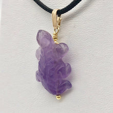 Load image into Gallery viewer, Charming Carved Natural Amethyst Lizard and 14K Gold Filled Pendant 509269AMG - PremiumBead Alternate Image 4
