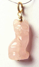 Load image into Gallery viewer, Rose Quartz Kitty Cat Pendant Necklace|Semi Precious Stone Jewelry|14k Pendant
