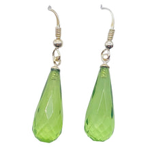 Load image into Gallery viewer, Amber Faceted Sterling Silver Earrings | 2 1/4&quot; Long | Green | 1 Pair |
