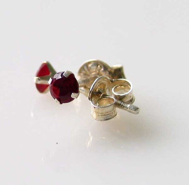 January! 3mm Created Garnet & Silver Earrings 10146A2 - PremiumBead Primary Image 1