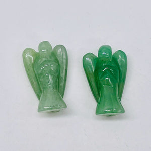 2 Loving Hand Carved Green Aventurine Guardian Angels 9284AV | 21x14x8mm | Green