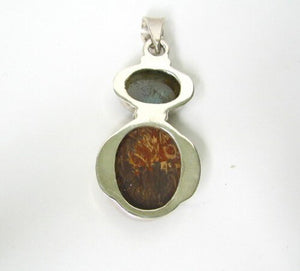 Exotic Labradorite, Fossil & Sterling Silver Pendant 7358 - PremiumBead Alternate Image 3