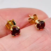 Load image into Gallery viewer, Garnet 14K Gold Faceted Round Post Earrings | 4mm | Red | 1 Pair |
