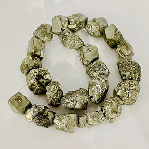 Pyrite Crystals | 24x19x12 to 15x15x14 | Silver Gold | 22 Beads