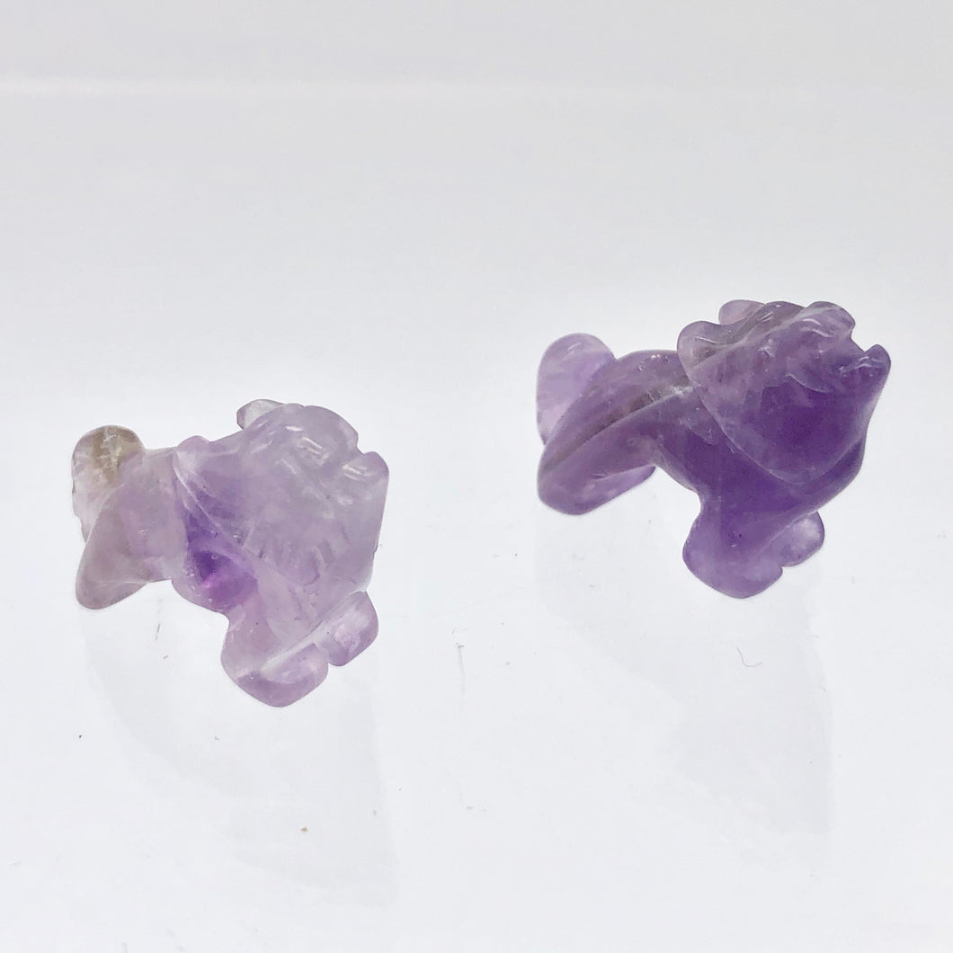Howling 2 Carved Amethyst Standing Wolf / Coyote Beads | 22x16x8mm | Purple - PremiumBead Primary Image 1
