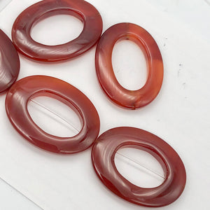 Carnelian Agate Picture Frame Beads 8" Strand |40x30x5mm|Red/Orange|Oval |5 Bds| - PremiumBead Alternate Image 4