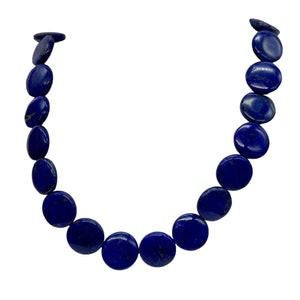 Exquisite Natural Lapis 16x5mm Coin Bead Strand 109345