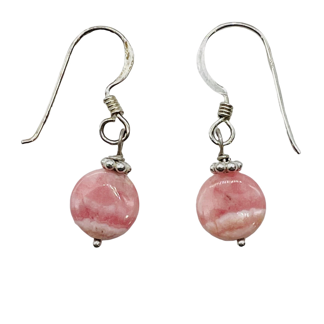 Rhodochrosite Sterling Silver Drop Earrings | 3/4