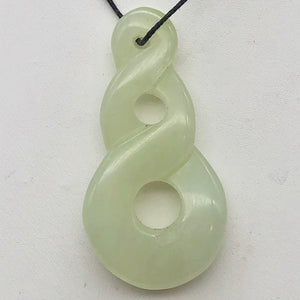 Hand Carved Natural Serpentine Infinity Pendant with Simple Black Cord 10821AA - PremiumBead Primary Image 1