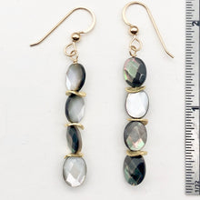 Load image into Gallery viewer, Faceted Tahitian MoP Shell 14K Gold Filled Earrings with Gold Beads|2 Inch Drop|
