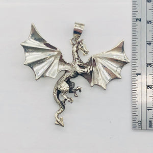Dragon Sterling Silver Drop/Dangle | 2" Long | Silver | 1 Pendant |