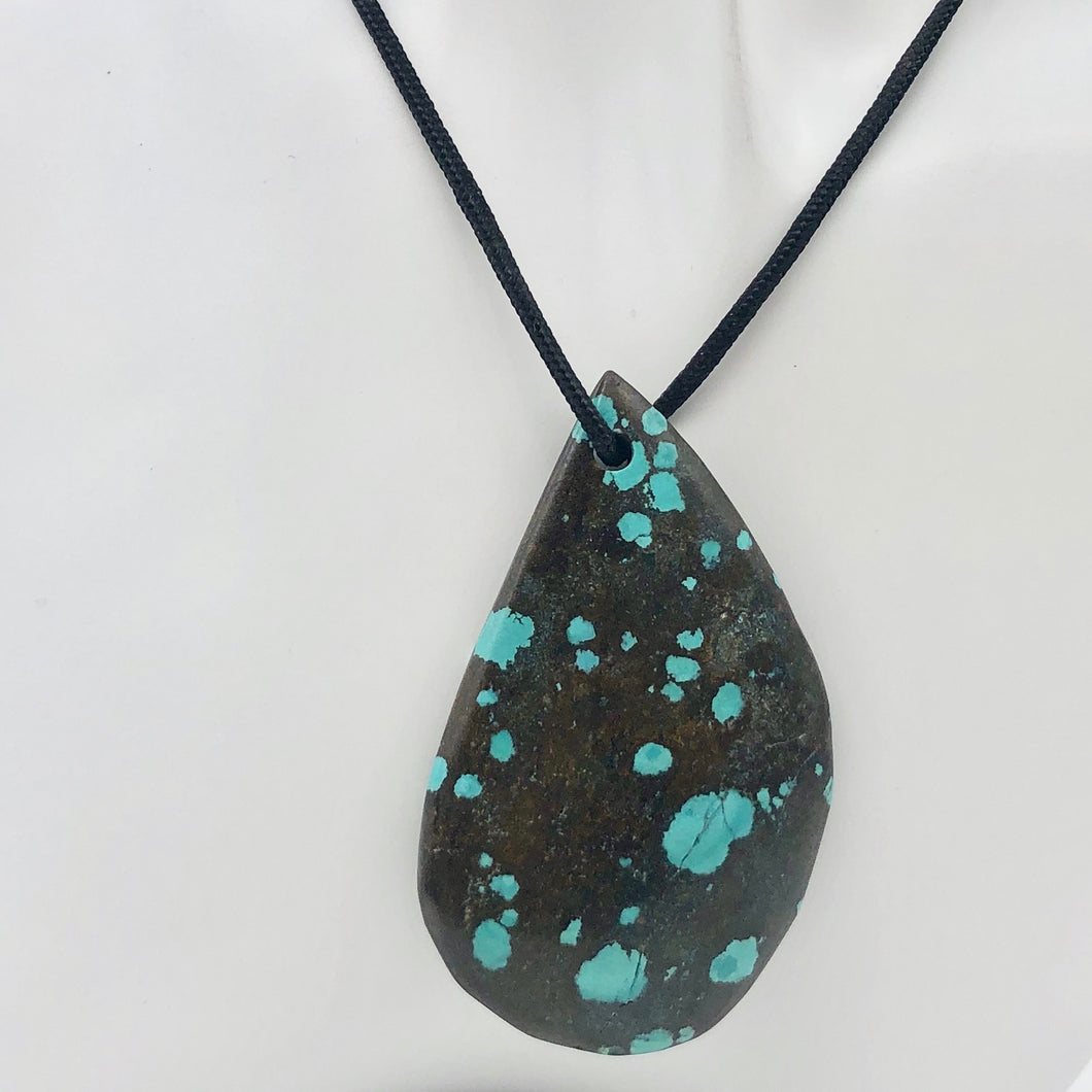 Speckled Turquoise Drop Pendant Bead | 59x36x7.5mm | Turquoise | 8658E - PremiumBead Primary Image 1
