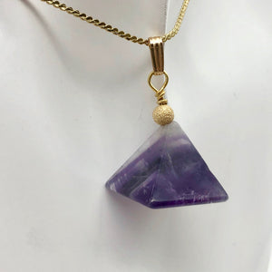 Amethyst Pyramid Pendant Necklace | Semi Precious Stone Jewelry | 14k Pendant - PremiumBead Primary Image 1