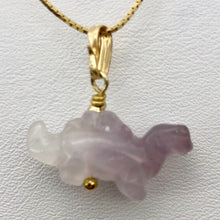 Load image into Gallery viewer, Dinosaur Carved Amethyst Stegosaurus 14Kgf Pendant | 1 inch long | Purple | - PremiumBead Alternate Image 3
