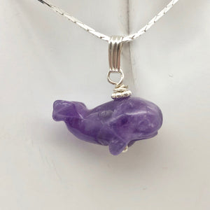 Purple Amethyst Whale and Sterling Silver Pendant | 7/8" Long | 509281AMS - PremiumBead Primary Image 1