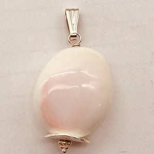 Pink Conch Shell Drop Sterling Silver Pendant | 1 1/2" Long |