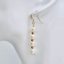 Load image into Gallery viewer, Faceted Pearl 14K Rose Gold Filled Dangle Earrings | 2&quot; Long | White | 1 Pair |
