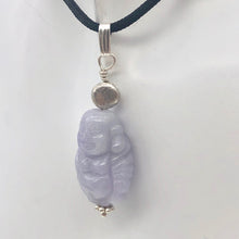 Load image into Gallery viewer, Hand Carved Lavender Jade Buddha Pendant with Silver Findings | 1 5/8&quot; Long - PremiumBead Primary Image 1
