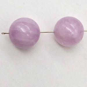 Natural Untreated Deep Pink Lavender Kunzite 13mm Round Beads | 2 Bead(s)