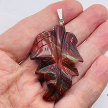 Load image into Gallery viewer, Carved Brecciated Jasper Leaf Sterling Silver Pendant | 2 3/4&quot; Long| 1 pendant |

