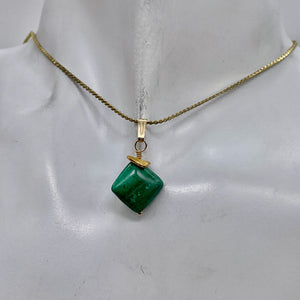 Malachite 8mm 14K Gold Filled Drop/Dangle | 1" Long | Green | 1 Pendant |