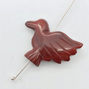 2 Hand Carved Brecciated Jasper Dove Bird Beads | 25.5x19x5.5mm | Red - PremiumBead Alternate Image 3