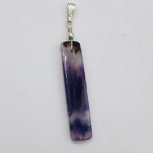Chevron Amethyst Sterling Silver Rectangle | 3" Long | Purple/White | 1 Pendant|