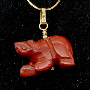 Natural Braciated Jasper Bear 14Kgf Pendant | 13x18x9mm | Dark Brick Red - PremiumBead Alternate Image 6