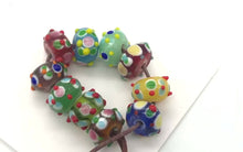 Load and play video in Gallery viewer, Hand Made Glass Lampwork Beads! | 12x8mm | Multi-hue | Roundel | 10 beads |
