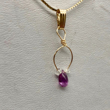 Load image into Gallery viewer, Designer Pink Sapphire with White Sapphire side stones 14Kgf Wirewrap Pendant - PremiumBead Alternate Image 8
