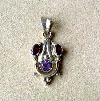 Rare Amethyst, Garnet & Silver Pendant 5851 - PremiumBead Primary Image 1