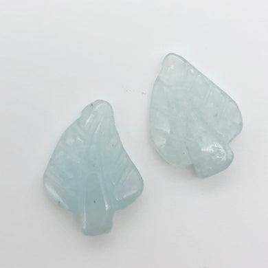 Natural Aquamarine Leaf Beads | 17x12x3 to 22x12x5mm | Blue | Leaf | 2 beads | - PremiumBead Primary Image 1