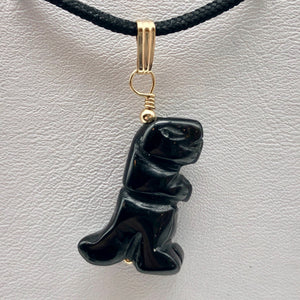 Black Obsidian T- Rex Pendant Necklace|Semi Precious Jewelry| 14k gf Pendant | - PremiumBead Alternate Image 11