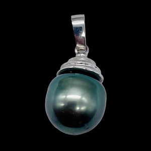 South Sea Pearl 14K White Gold Drop Pendant | 1" Long | Gray | 1 Pendant |