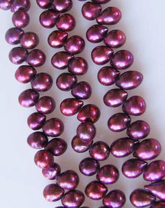 6 Radiant Raspberry Teardrop Briolette Pearls 10131 - PremiumBead Alternate Image 3