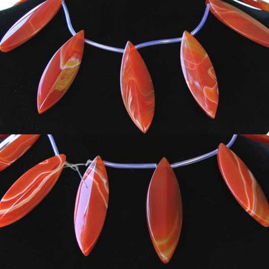 Designer Red Orange Sardonyx 64x20mm Pendant Bead Strand 109230A - PremiumBead Primary Image 1