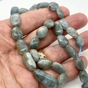 Natural Aquamarine Pebble Bead 16" Strand | 27 Beads | 25x12x10-14x10x7mm | - PremiumBead Alternate Image 3