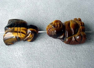 Namaste 2 Hand Carved Tiger's Eye Buddha Beads | 18.5x16x9.5mm | Golden Brown - PremiumBead Alternate Image 2