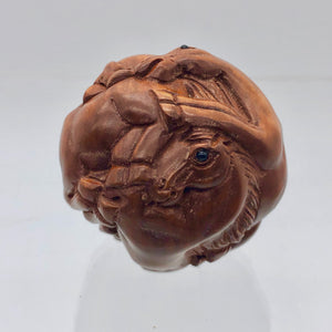 Carved & Signed Horse Sphere Boxwood Netsuke - PremiumBead Alternate Image 4