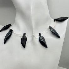 Load image into Gallery viewer, Hematite Carved Leaf Bead Strand | 30x12x4mm | Black | 13 Beads |
